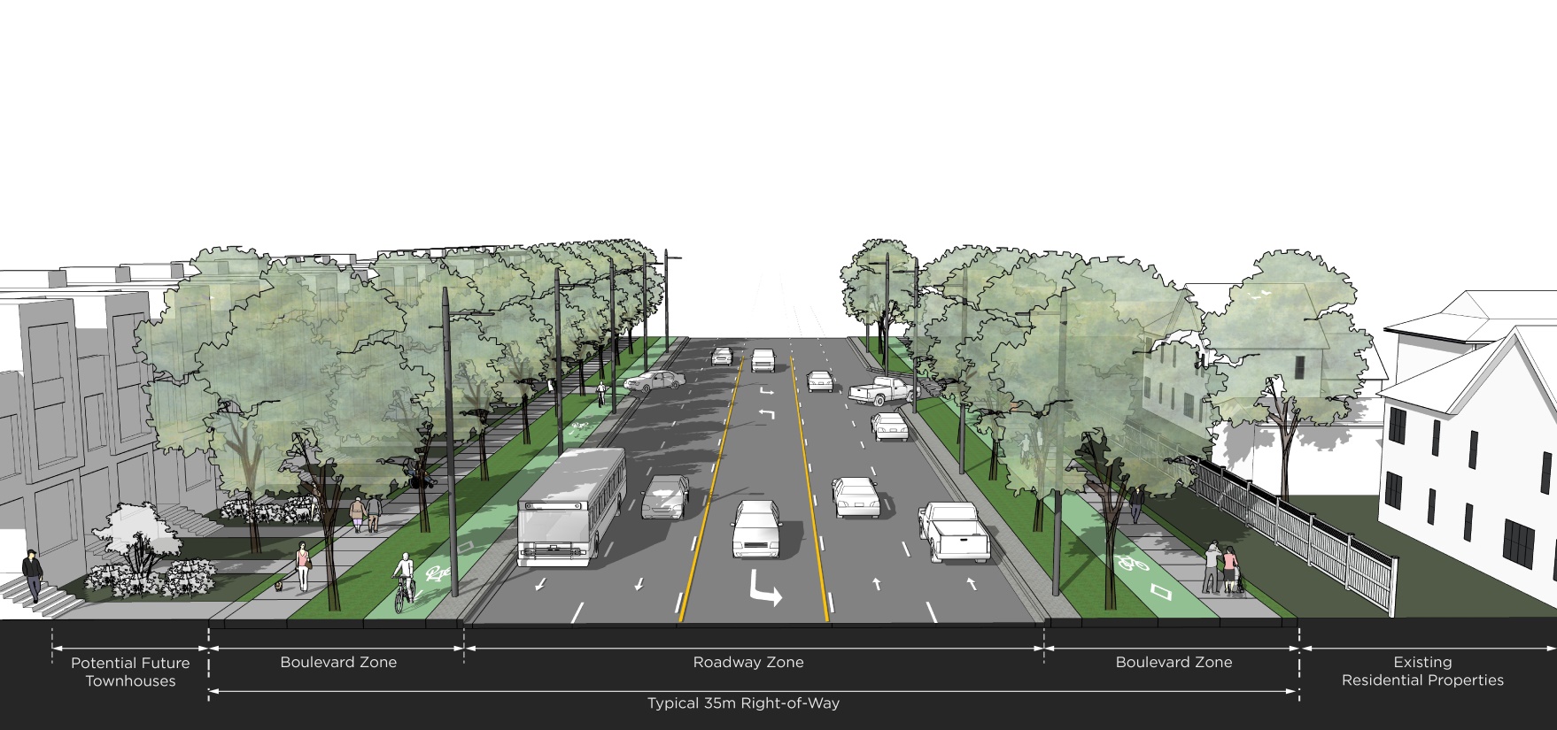 Rendering B – Between Manatee Way and Freeman Terrace (Looking North)
